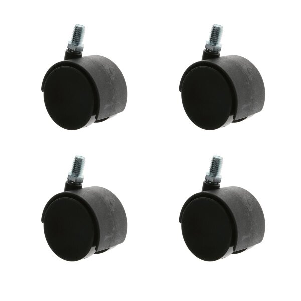 Möbelrolle Kunststoff Gewindestift Lenkrolle Ersatzrolle div. Durchmesser Möbeltransportrolle Ø50mm M10 4er-Pack