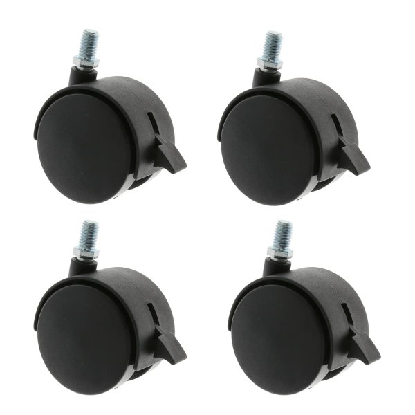 Schwarze Möbelrolle Kunststoffmöbelrolle mit Bremse Gewinde diverse Größen Hartbodenrolle Ø50mm M8 4er Pack