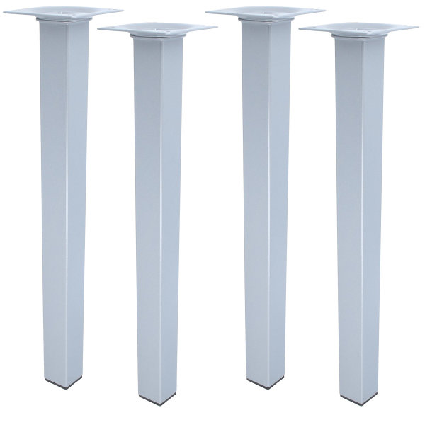 Möbelstempel 4er Set Möbelfüße Tischbeine Möbelstützen Silber 25x25mm eckig Sofafüße 350mm