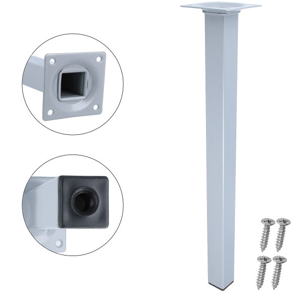 Möbelstempel 4er Set Möbelfüße Tischbeine Möbelstützen Silber 25x25mm eckig Sofafüße 350mm