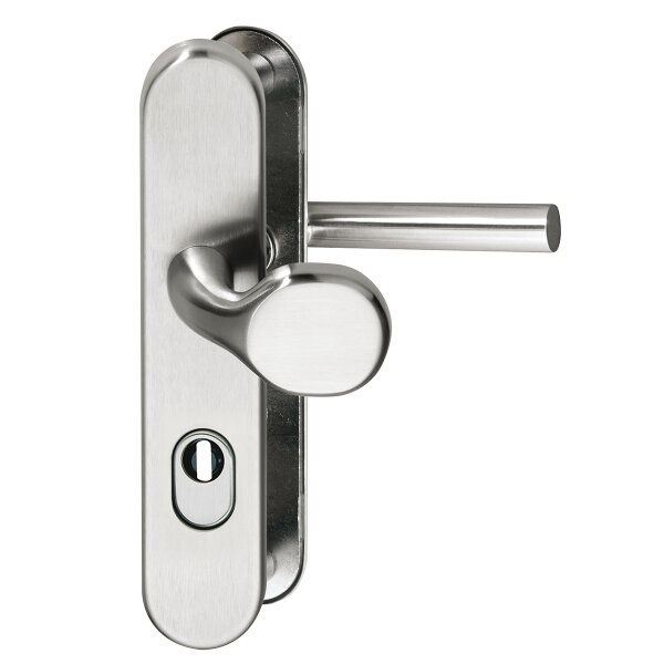 Feuerschutzgarnitur Modell Ikarus Edelstahl matt gebürstet Griffschild/Drücker DIN 9/72