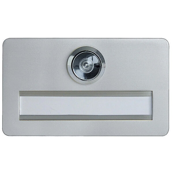 Namenschild aus Aluminium mit Türspion Ausführung F1 natureloxiert 120mm Breite