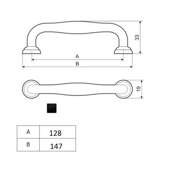 Möbelgriff Schubladengriff schwarz matt Serie UZ70 Schrankgriff Türgriff Zamak 128mm