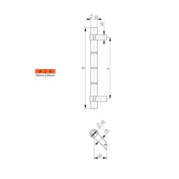 Stangengriff echt Edelstahl Haustürgriff Modell 104.SE Stossgriff matt Türgriff 600mm