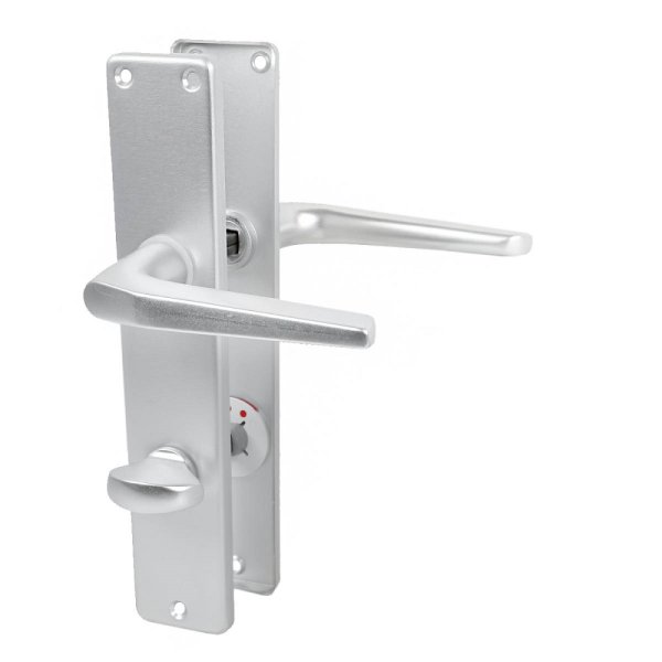 Langschild-Drückergarnitur Aluminium Türbeschlag Türdrücker Europa F1 Silber natureloxiert WC