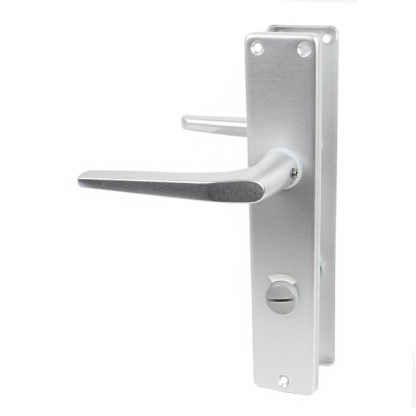 Langschild-Drückergarnitur Aluminium Türbeschlag Türdrücker Europa F1 Silber natureloxiert WC