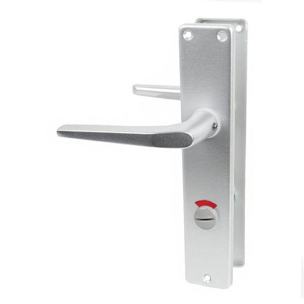 Langschild-Drückergarnitur Aluminium Türbeschlag Türdrücker Europa F1 Silber natureloxiert WC