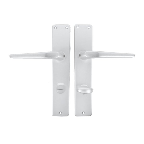 Langschild-Drückergarnitur Aluminium Türbeschlag Türdrücker Europa F1 Silber natureloxiert WC