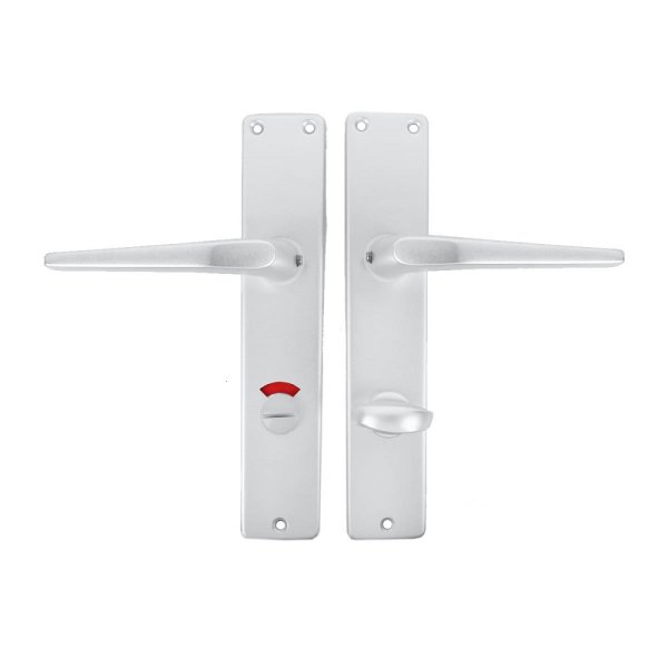 Langschild-Drückergarnitur Aluminium Türbeschlag Türdrücker Europa F1 Silber natureloxiert WC