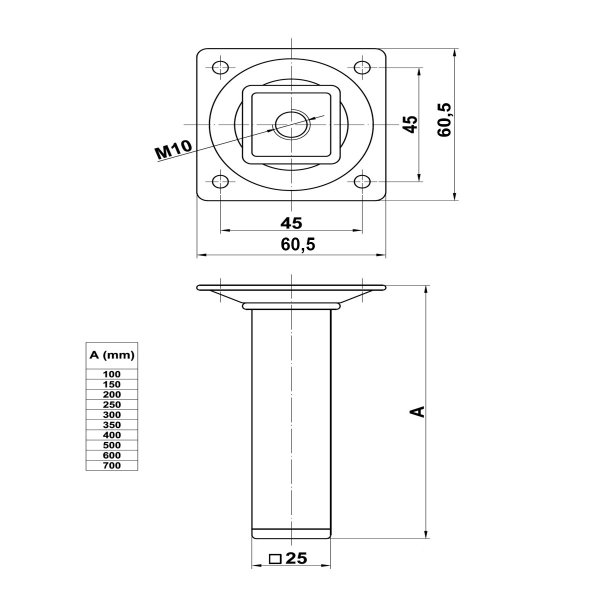 4er Set Möbelfüße Schrankfüße Weiss Eckig 25x25mm Sofafüße Möbelbeine Bettstützen