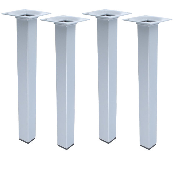 Möbelstempel 4er Set Möbelfüße Tischbeine Möbelstützen Silber 25x25mm eckig Sofafüße