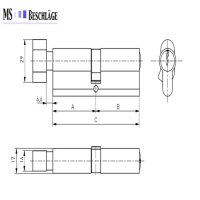 Knopfzylinder Knaufzylinder Messing Ausführung...