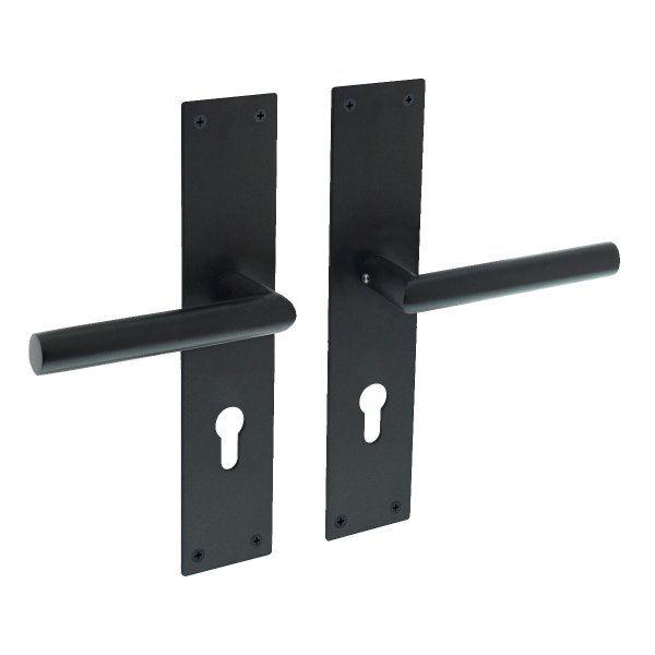 Renovierungsschild Schwarz matt 250x55mm Türdrücker Türbeschlag Edelstahl Schildgarnitur Profilzylinder