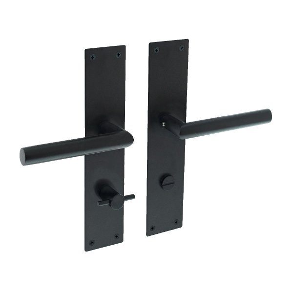 Renovierungsschild Schwarz matt 250x55mm Türdrücker Türbeschlag Edelstahl Schildgarnitur WC-Bad