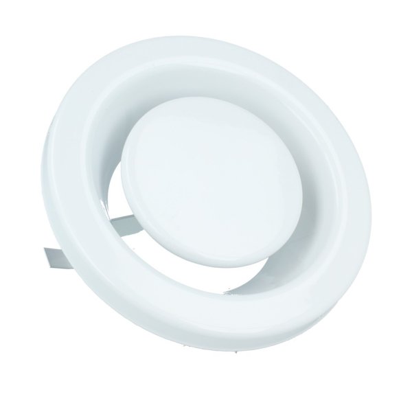 Tellerventil Abluft Zuluft Gitter Lüftungsschacht Weiß Stahl RAL 9016 125mm