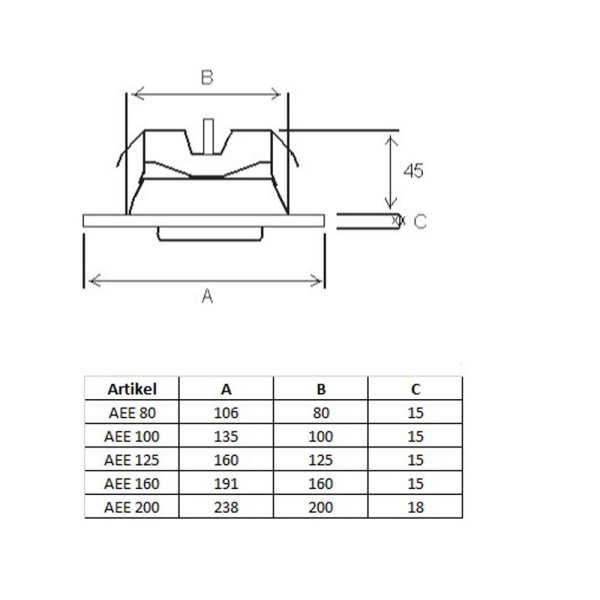 Tellerventil Abluft Zuluft Gitter Lüftungsschacht Weiß Stahl RAL 9016 125mm