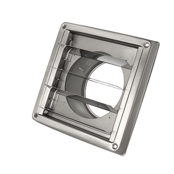 Lamellengitter Edelstahl Überdruckgitter mit Anschlussstutzen Abluftgitter