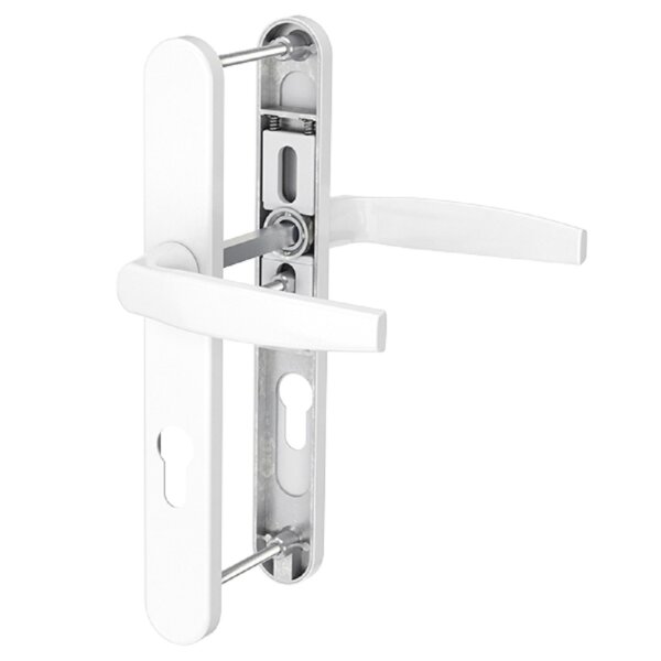 Schmalrahmengarnitur 8-72mm Schildgarnitur Weiss RAL9016 Langschildgarnitur PZ Drücker/Drücker 55-70mm nein