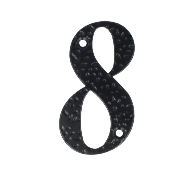 Hausnummern 0-9 Buchstaben A-H schwarz Hausziffern Wandnummern schmiedeeiserne Optik  8