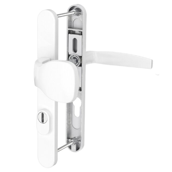 Schmalrahmengarnitur PZ Lochung 92mm Wechselgarnitur Haustürbeschlag Weiss RAL9016 Knopf/Drücker 71-86mm ja