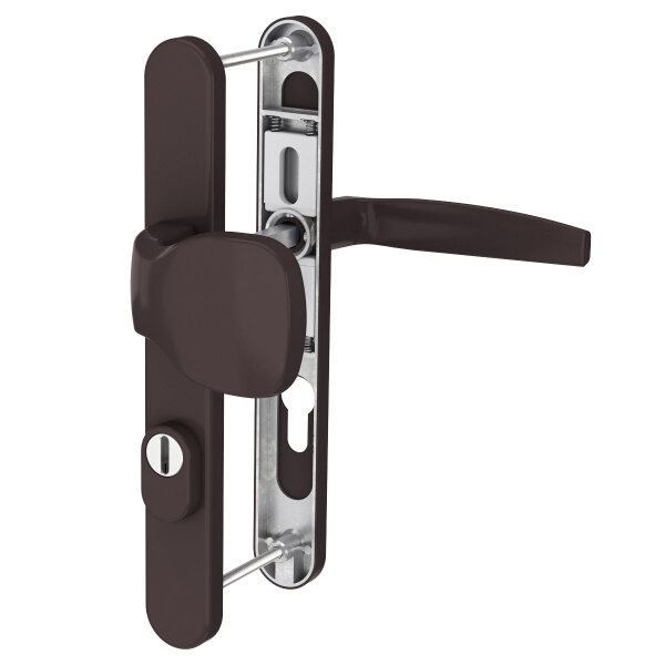 Schmalrahmengarnitur 92mm PZ Lochung Aluminium Braun Türbeschlag Nebeneingangstür Knopf/Drücker 55-70mm ja
