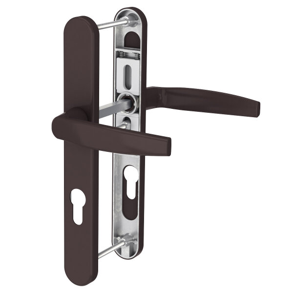 Aluminium 8-72mm Schmalrahmengarnitur Braun RAL8019 Langschild Türdrücker  Drücker/Drücker 39-54mm nein