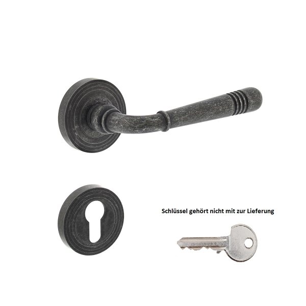 Türdrücker Fenstergriff Rosettengarnitur Antik Grau Vintage Stil Türbeschlag Zamak