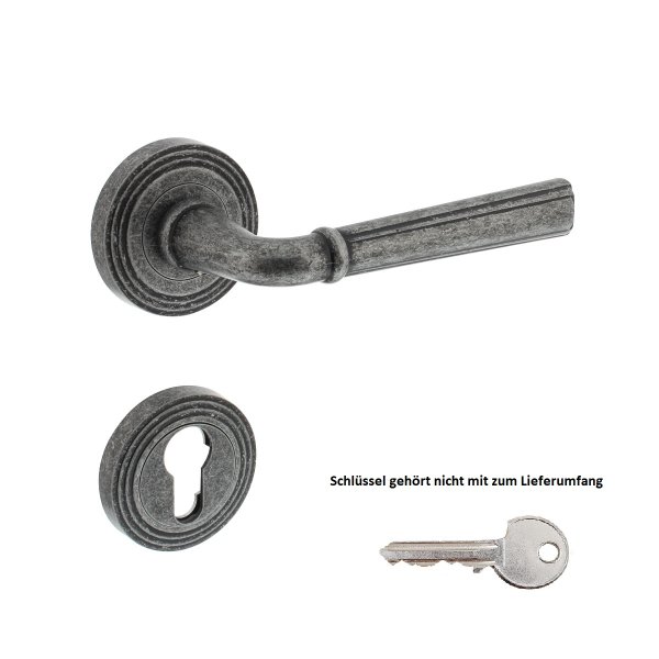 Antik Graue Rosettengarnitur Türgriff Türdrücker massiv Zamak Vintage Stil Türklinke