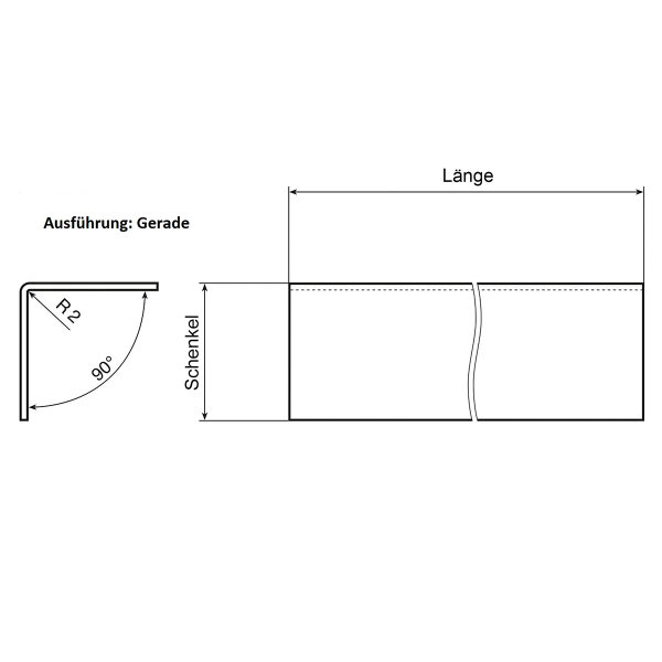 Edelstahl V2A Eckschutzwinkel - 1000mm Kantenschutz Eckschutz matt gebürstet - Gerade 20mm x 20mm