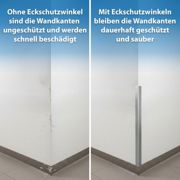 Edelstahl V2A Eckschutzwinkel - 1000mm Kantenschutz Eckschutz matt gebürstet - Gerade 20mm x 20mm