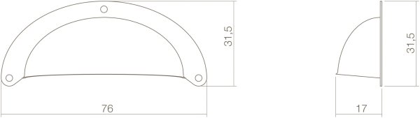 Intersteel Schalengriff 76mm gepresst Antik