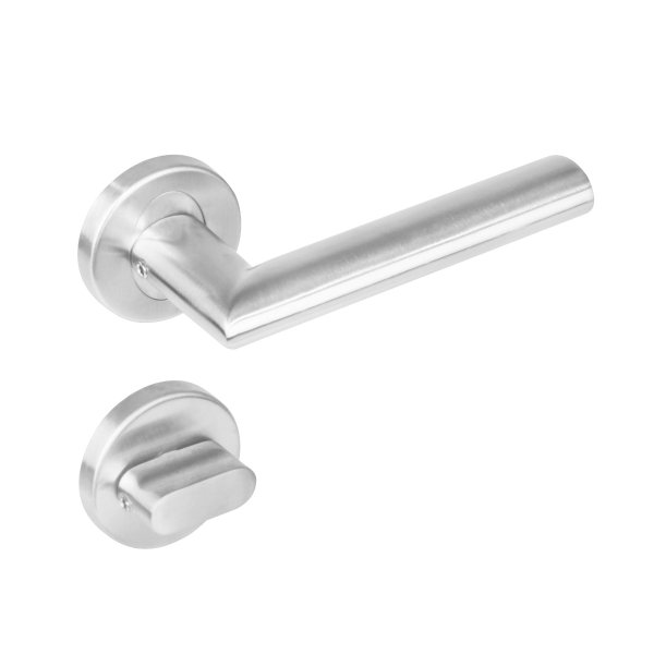 Intersteel Türdrücker Girona auf Rosette ø53x8 mm EN1906/4 mit Bad/WC 8 mm stift Edelstahl gebürstet