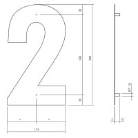Intersteel Hausnummer 2 XL Höhe 30 cm...