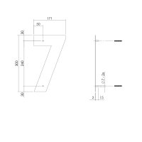 Intersteel Hausnummer 7 XL Höhe 30 cm...