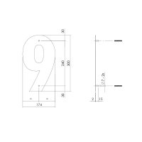Intersteel Hausnummer 9 XL Höhe 30 cm...