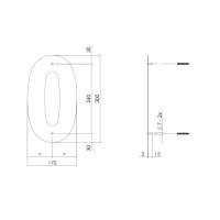 Intersteel Hausnummer 0 XL Höhe 30 cm Edelstahl...