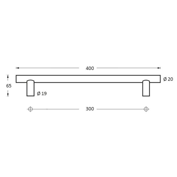 Intersteel Stoßgriffe Set U-Form 400x65x20 mm Bohrmaß 300 mm Edelstahl gebürstet