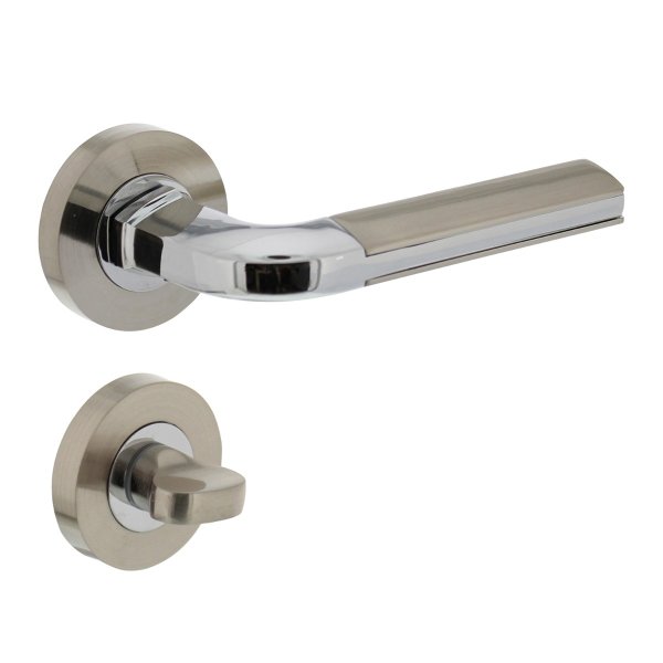 Intersteel Türdrücker Bas auf Rosette ø52x10 mm mit Bad/WC 8 mm chrom/nickel matt