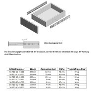Vollauszugsführungen im Paar 550mm Schubladenauszug...
