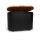 Pellettruhe schwarz mit Holzdeckel & Rollen - 30kg Pelletbox Metall Pelletbehälter 64x46x33cm