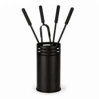 Kaminbesteck Schwarz pulverbeschichtet 5-teilig -...