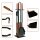 Elegantes Kaminbesteck schwarz Stahl mit Eiche Holzgriff - 5-teilig Ofenbesteck Set Kamingarnitur