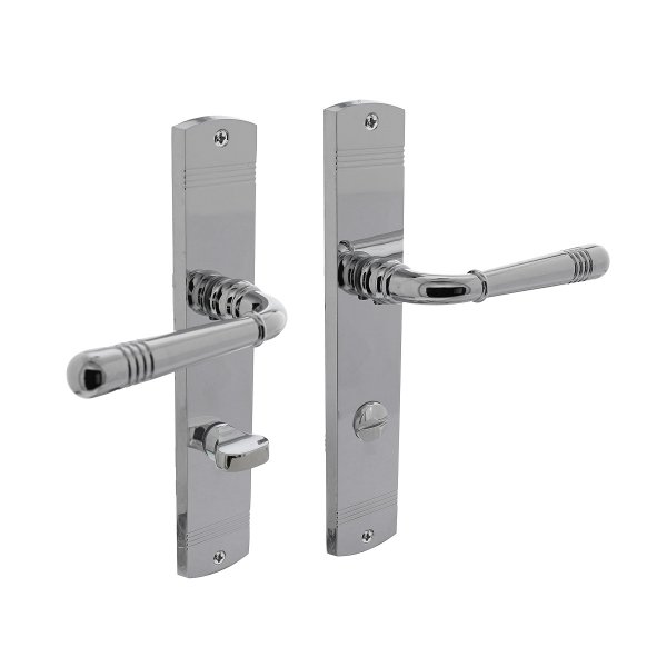 Tür- Fensterbeschlag Mod. Kiel-LS Chrom glänzend Langschildgarnitur Türdrücker WC DIN Norm