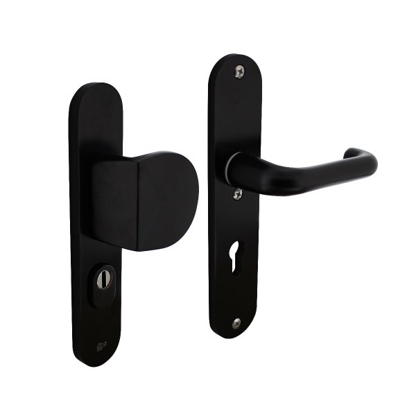 Intersteel Schutzbeschlag SKG*** Griff/Klinke mit Profilzylinder 72 mm und Kernziehschutz Schwarz