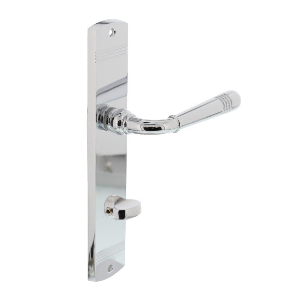 Intersteel Türdrücker Helena auf Schild 235x45x8 mm mit Bad/WC 78 mm + 8 mm stift Chrom