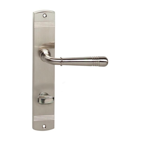Intersteel Türdrücker Helena auf Schild 235x45x8 mm mit Bad/WC 78 mm + 8 mm stift Nickel matt