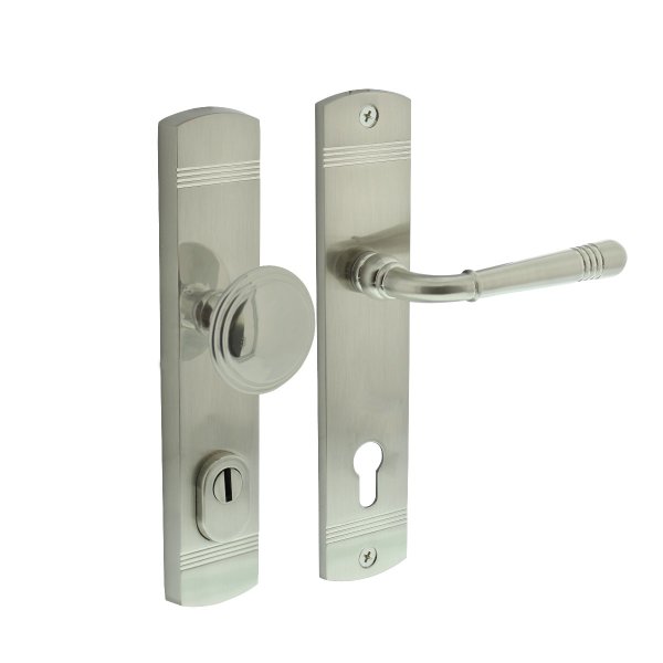 Intersteel Schutzbeschlag Helena Griff/Drücker mit Kernziehschutz und Profilzylinder-Lochung 92 mm Nickel matt