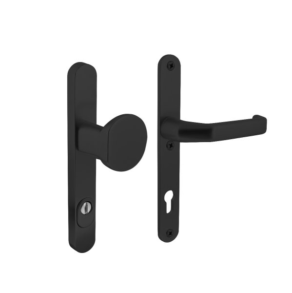 Intersteel Schutzbeschlag Schmallschilder SKG*** Griff/Drücker mit Profilzylinder 92 mm und Kernziehschutz Schwarz