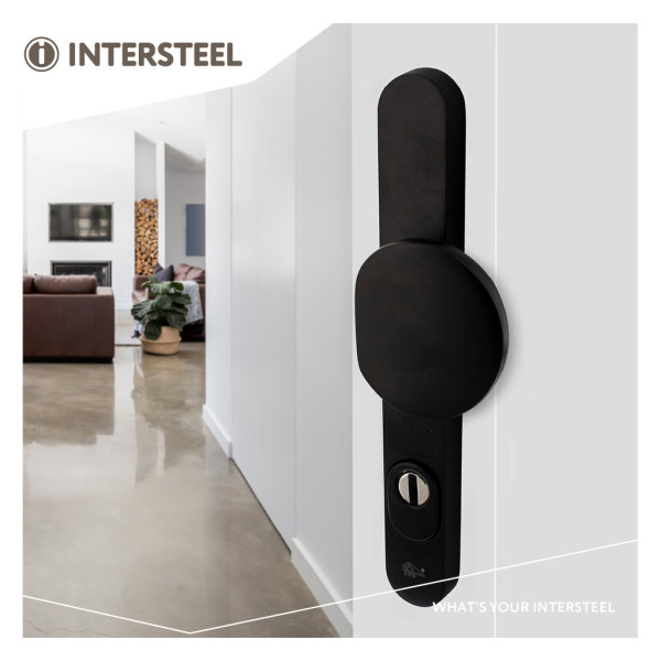 Intersteel Schutzbeschlag Schmallschilder SKG*** Griff/Drücker mit Profilzylinder 92 mm und Kernziehschutz Schwarz