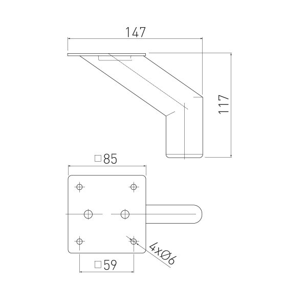 Chrom glänzender Möbelfuß Stützfuß Sofafuß aus Stahl Sockelfuß Sesselfuß 117mm